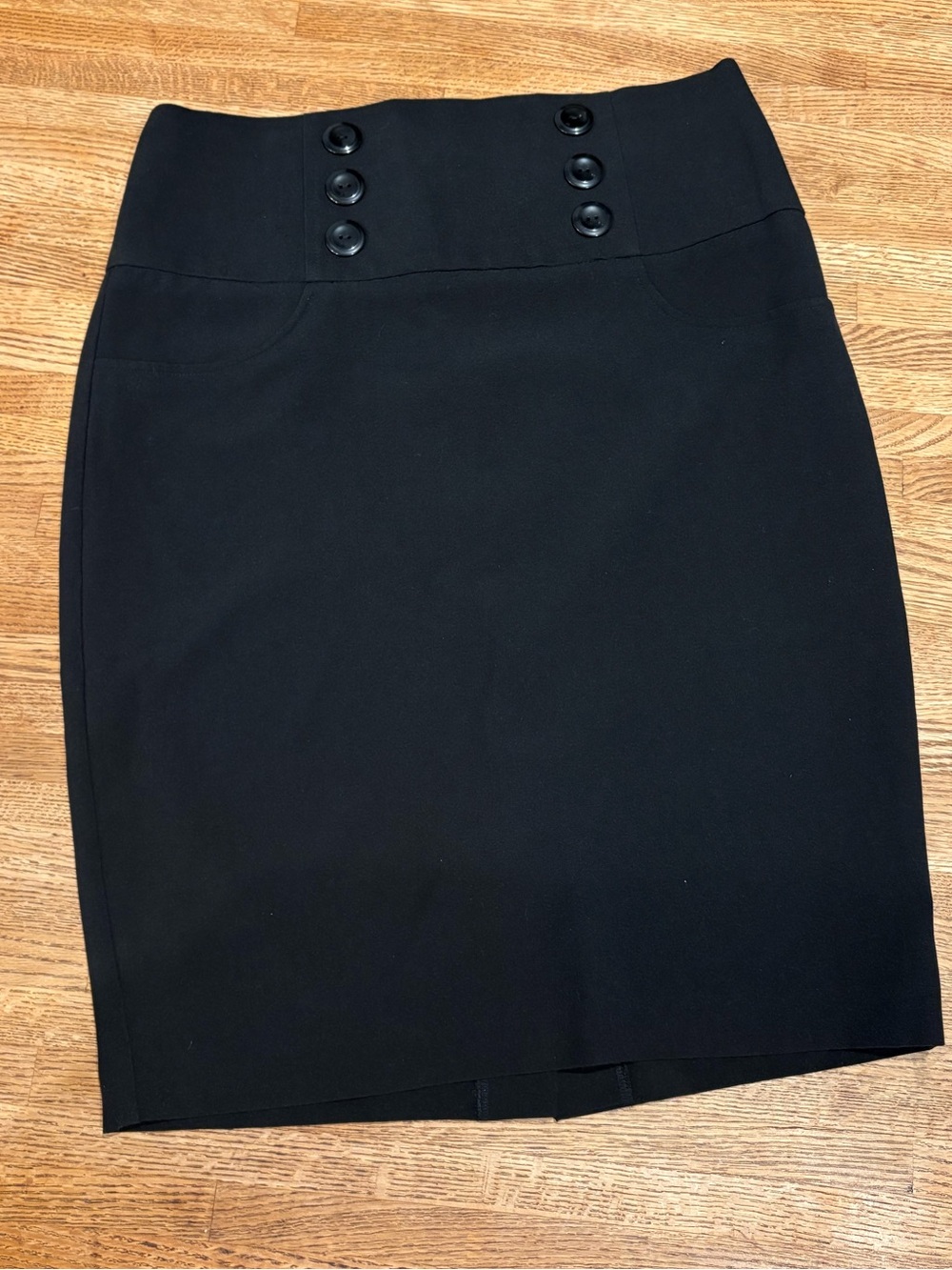 BCX Black High-Waist Button-Accent Pencil Skirt